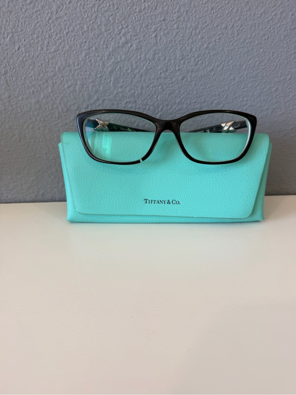 Tiffany & Co. Black Cat-Eye Glasses With Tiffany Blue Case View 2